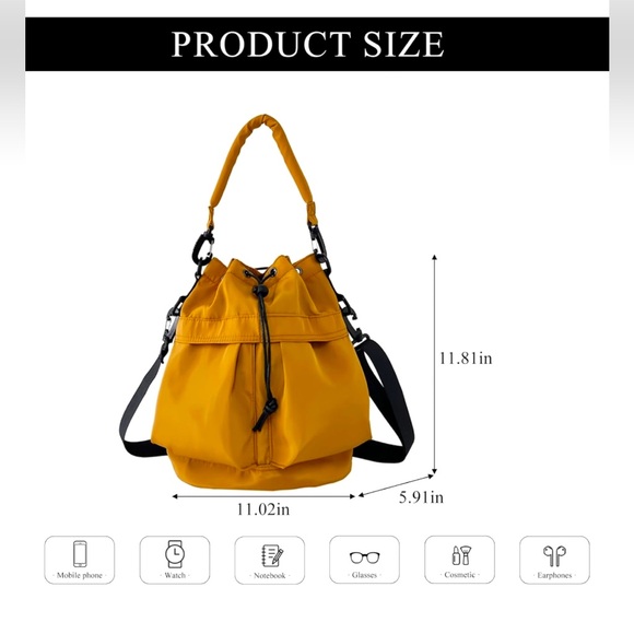 NWT Drawstring Nylon Waterproof Bucket Bag - Picture 3 of 8